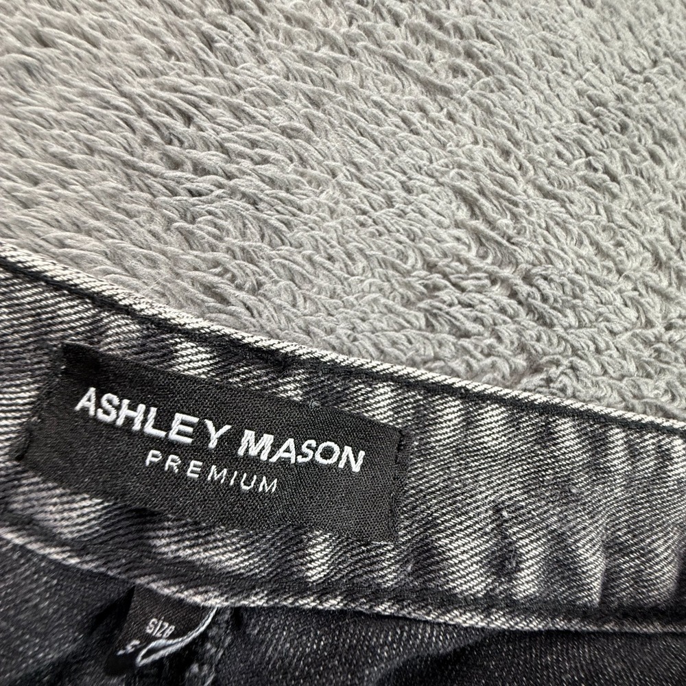 Ashley Mason Premium Womens 27 Cross Embroidered Relaxed Gray Jeans Denim - Picture 3 of 12